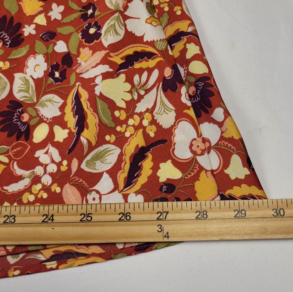 Ann Taylor Factory Skirt Womens Large Orange Floral Midi A-Line Elastic Waist - Picture 6 of 9
